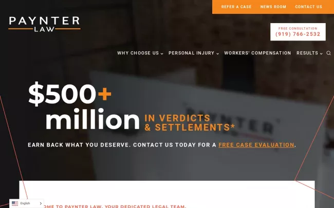 Screenshot of the Paynter Law Website