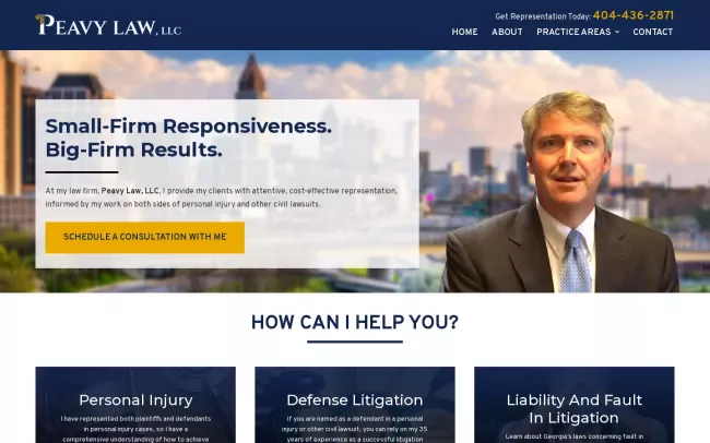 Screenshot of the Peavy Law, LLC Website