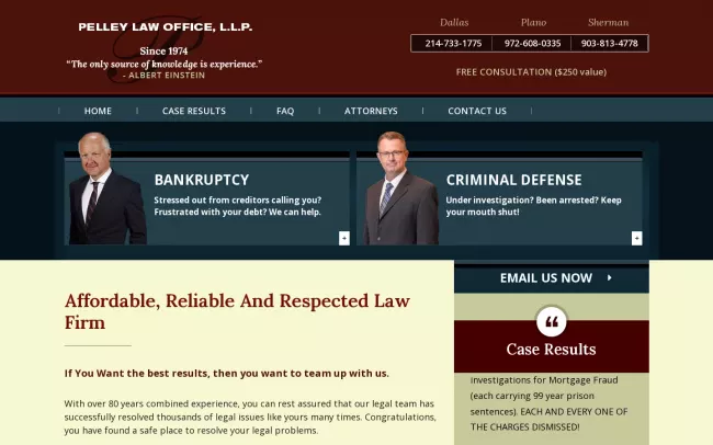 Screenshot of the Pelley Law Office Website