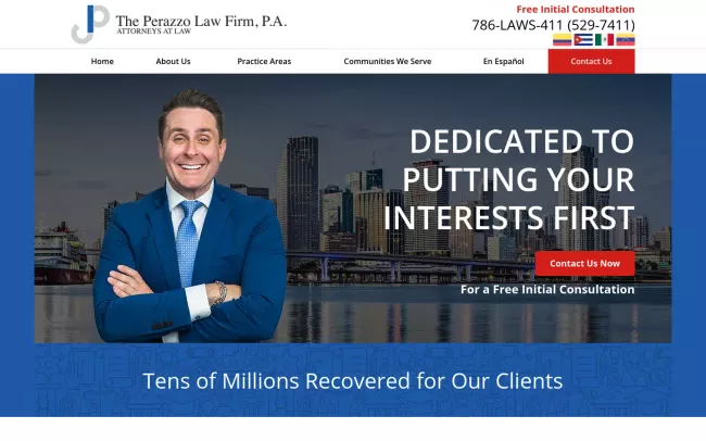 Screenshot of the The Perazzo Law Firm, P.A. Website