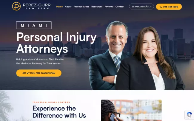 Screenshot of the Perez-Gurri Law Website