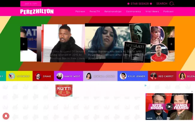 Screenshot of the Perez Hilton Blog