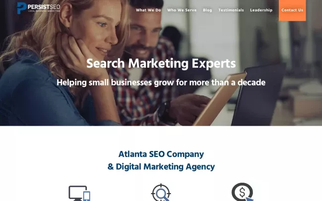 Screenshot of the PersistSEO Website