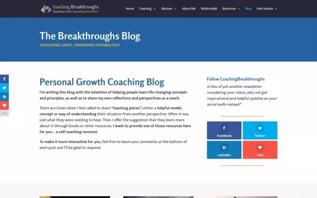 Personal Coaching Breakthroughs Blog