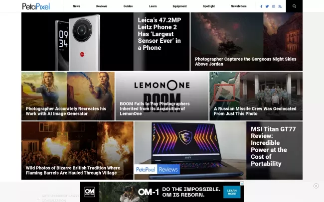 Screenshot of the PetaPixel Blog