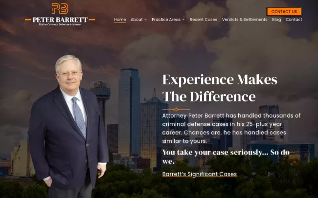 Screenshot of the Peter Barrett Website