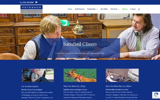 Screenshot of the Peterson Law Offices Website