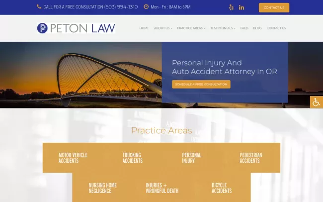 Screenshot of the Peton Law Website