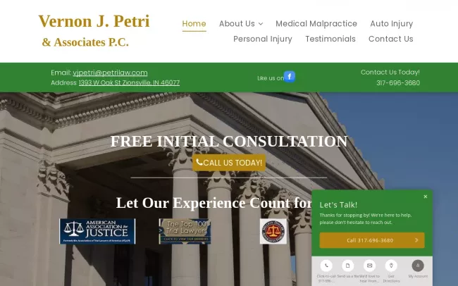 Screenshot of the Petri Vernon J PC Website