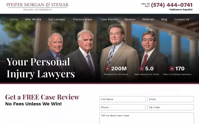 Screenshot of the Pfeifer, Morgan & Stesiak Website