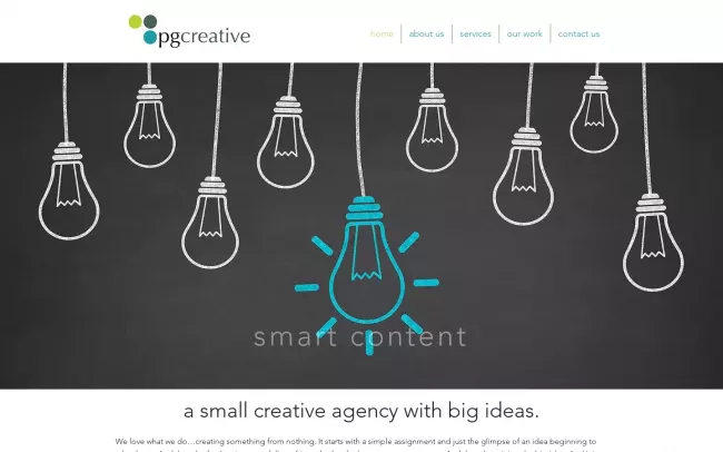 Screenshot of the PG Creative Website