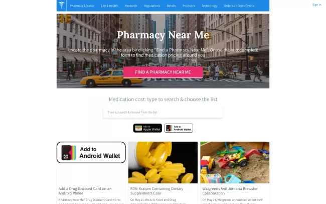 Screenshot of the Pharmacy Near Me Website