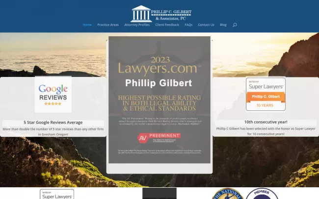 Screenshot of the Phillip C Gilbert & Associates,PC Website