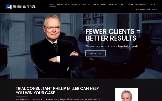 Screenshot of the Phillip Miller Law Offices Website