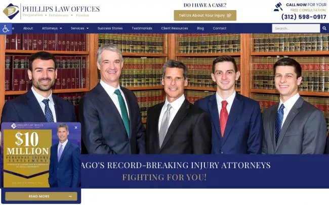 Screenshot of the Phillips Law Offices Website