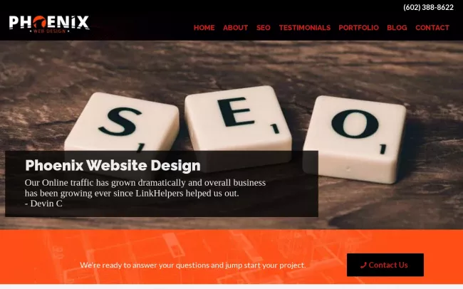 Screenshot of the Phoenix Website Design Website