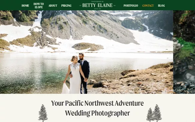 Screenshot of the Photography by Betty Elaine Website