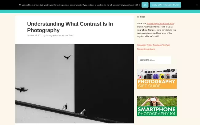 Screenshot of the Photography Concentrate Blog