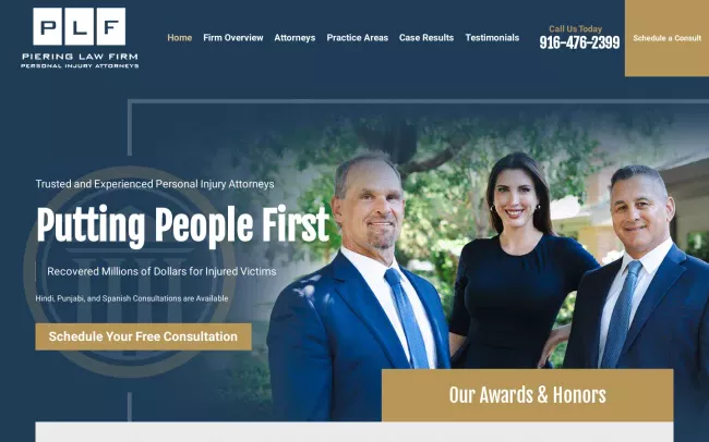 Screenshot of the Piering Law Firm Website