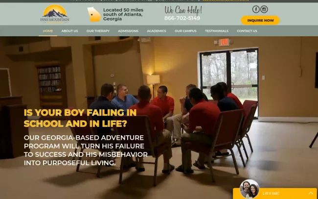 Screenshot of the Pine Mountain Academy Website