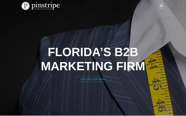 Screenshot of the Pinstripe Marketing Website