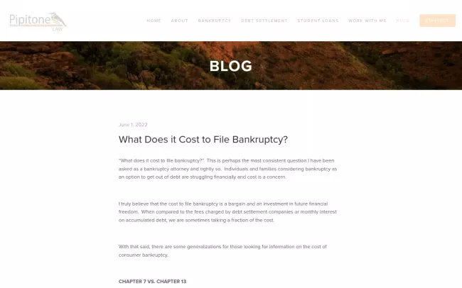 Screenshot of the Pipitone Law Blog Website