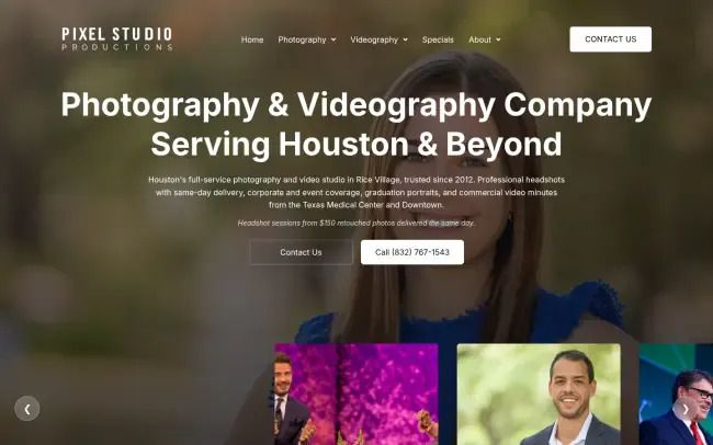 Screenshot of the Pixel Studio Productions Website