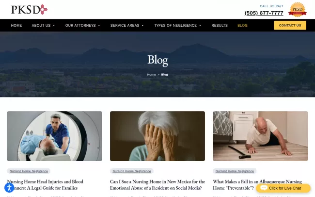 Screenshot of the PKSD - New Mexico Nursing Home Abuse Lawyer Blog