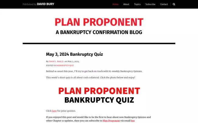 Plan Proponent | A Bankruptcy Confirmation Blog | Stone & Baxter, LLP