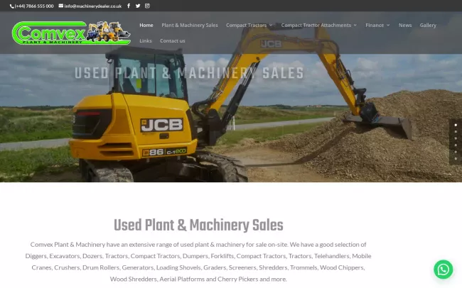 Screenshot of the Plant & Machinery Dealers, Used Plant & Machinery Dealers. Website