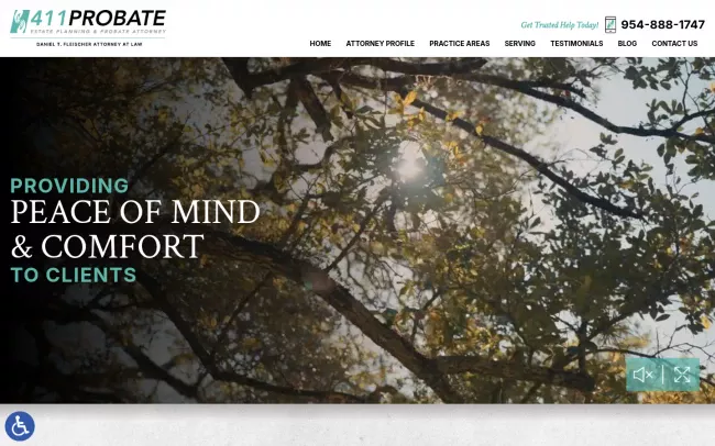 Screenshot of the Daniel T. Fleischer - Plantation, Boca Raton & Aventura Estate Planning & Probate Lawyer Website