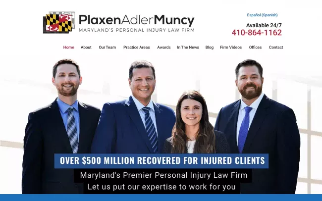 Screenshot of the Plaxen Adler Muncy, P.A. Website