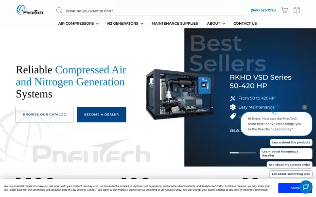 Screenshot of the PneuTech Website