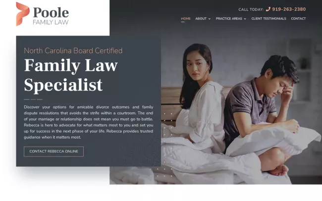 Screenshot of the Poole Family Law Website