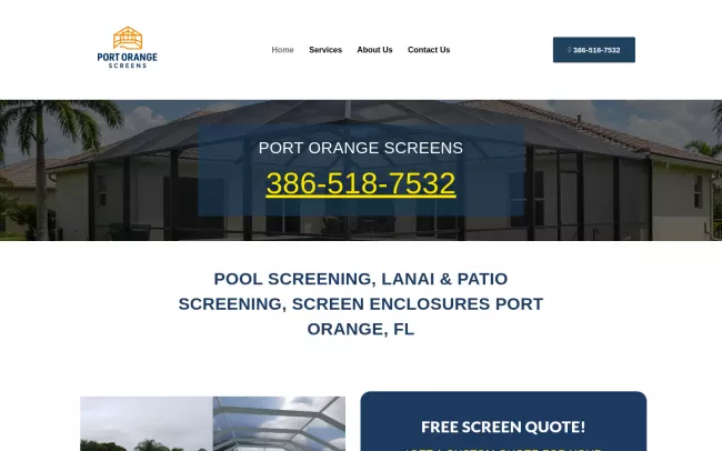 Screenshot of the Port Orange Screens Website