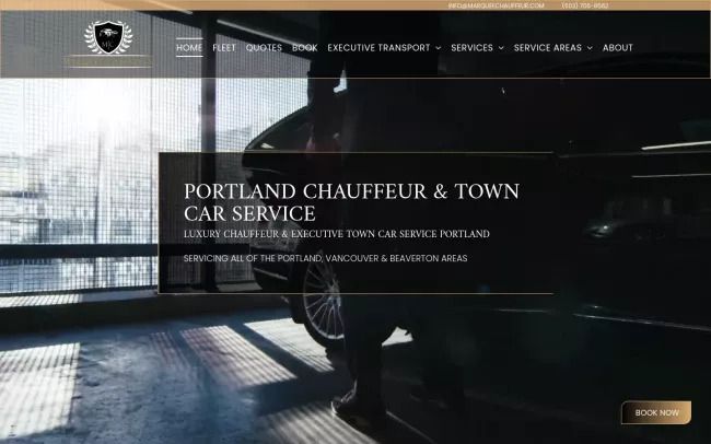 Screenshot of the Portland Chauffeur & Executive Town Car Service Website