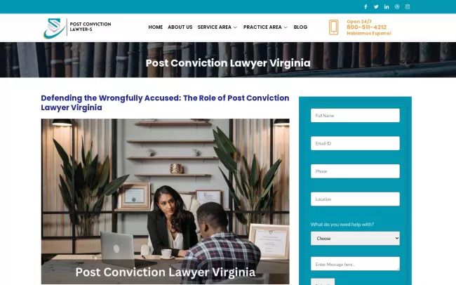 Screenshot of the Post Conviction Lawyer SRIS Website