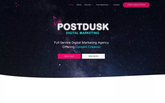 Screenshot of the Postdusk Digital Marketing Website