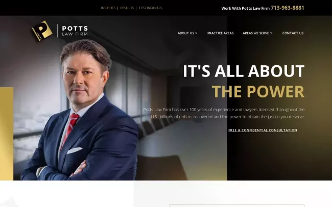 Screenshot of the Potts Law Firm Website