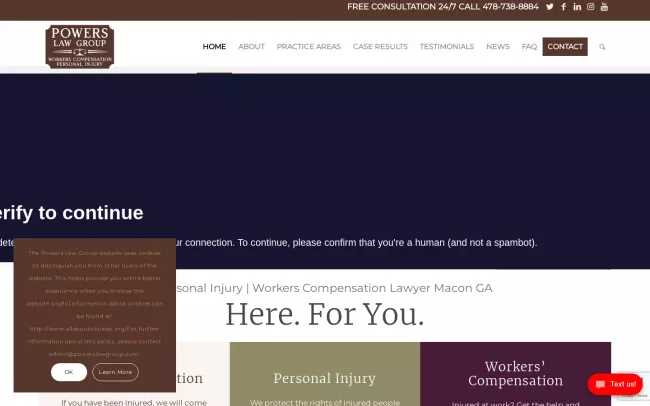 Screenshot of the Powers Law Group Website