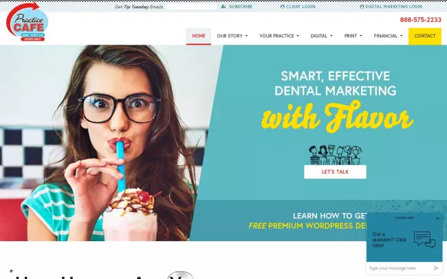 Screenshot of the Practice Cafe Website