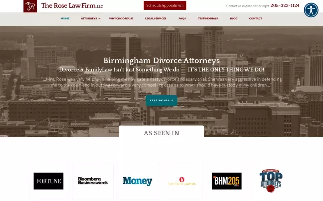 Screenshot of the The Rose Law Firm, LLC Website