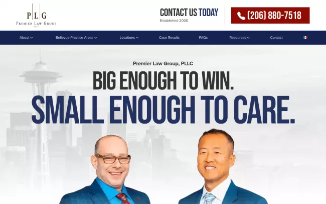 Screenshot of the Premier Law Group, PLLC Website