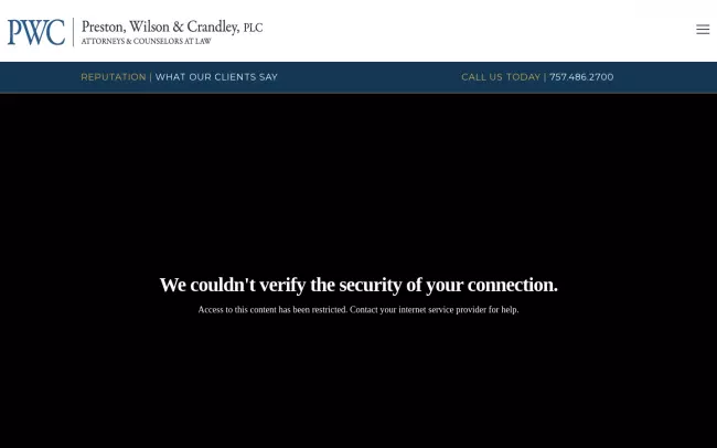 Screenshot of the Preston Wilson & Crandley, PLC Website