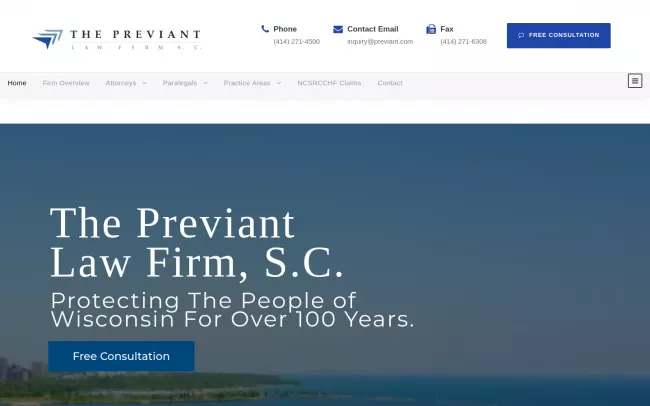 Screenshot of the The Previant Law Firm, S.C. Website