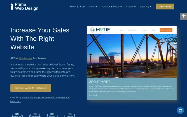 Screenshot of the Prime Web Design Website
