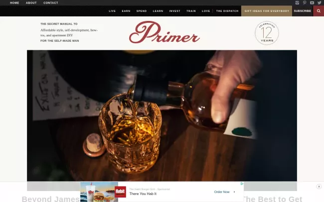 Screenshot of the Primer Magazine - Men's Lifestyle Blog
