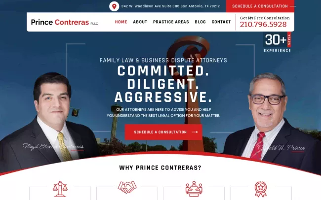 Screenshot of the Prince Contreras PLLC Website