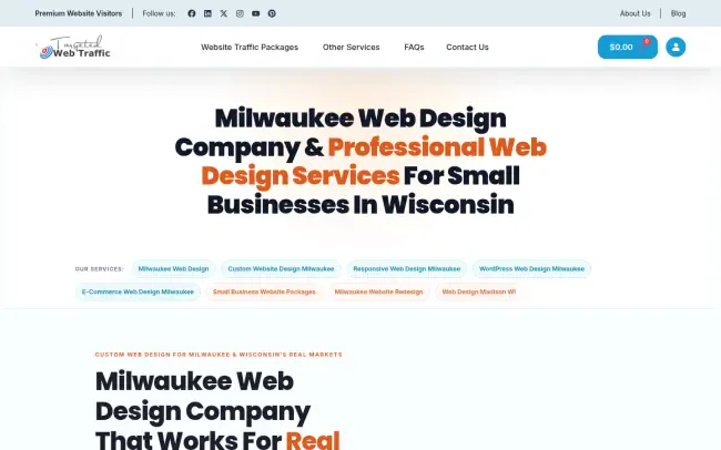 Screenshot of the Professional Custom Web Design in Milwaukee & Wisconsin Website