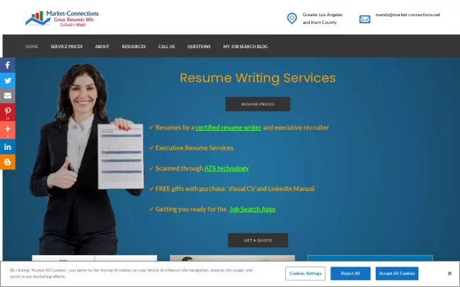 Screenshot of the Market-Connections Website
